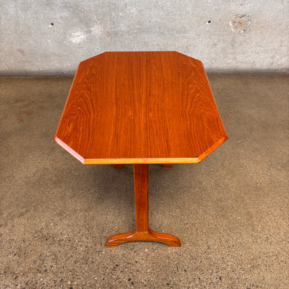 Vintage Danish Teak Trestle Base Octagon Side Table
