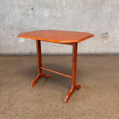 Vintage Danish Teak Trestle Base Octagon Side Table