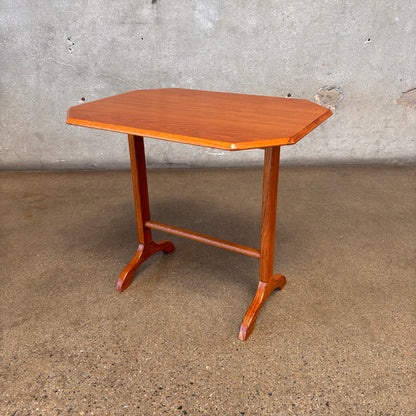 Vintage Danish Teak Trestle Base Octagon Side Table