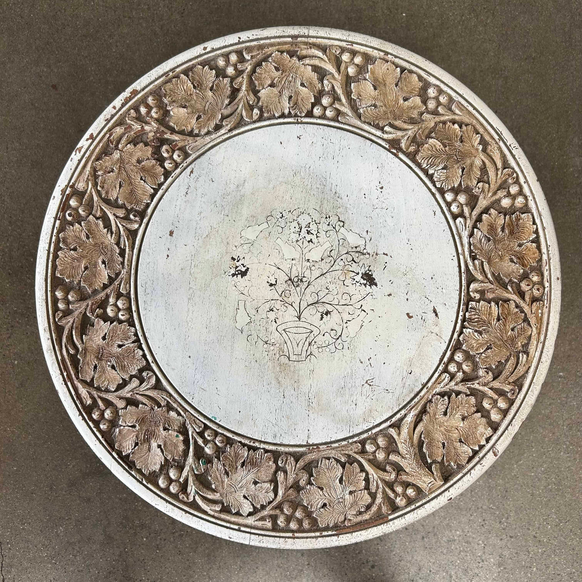 Asian Hexagon Hand Carved Side Table