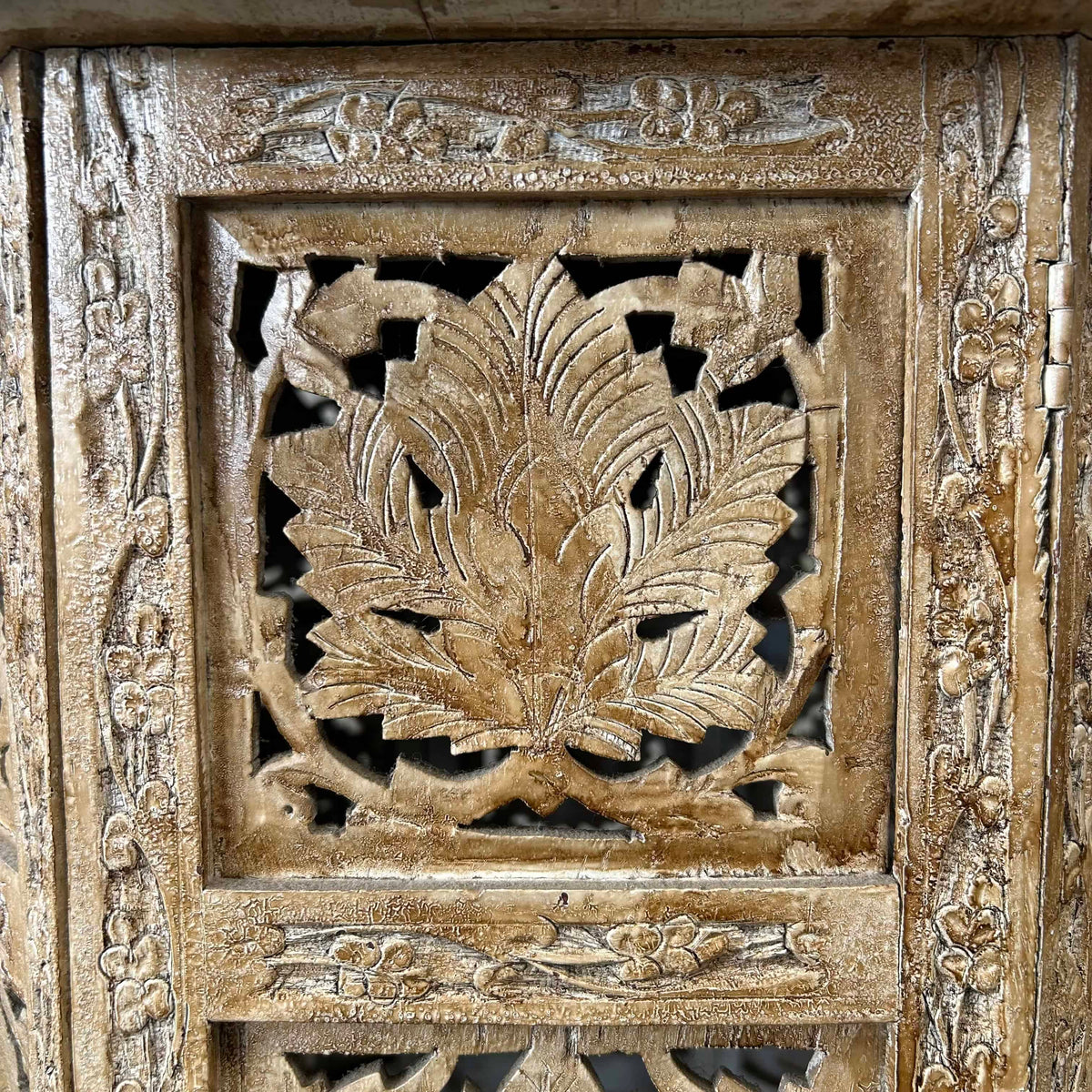 Asian Hexagon Hand Carved Side Table