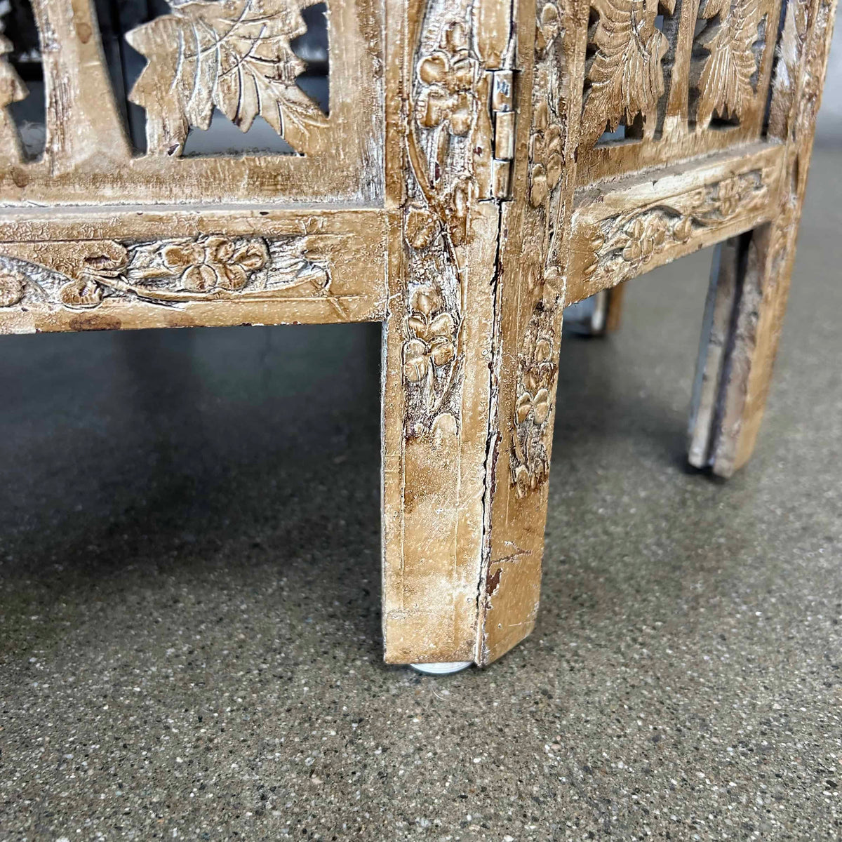 Asian Hexagon Hand Carved Side Table
