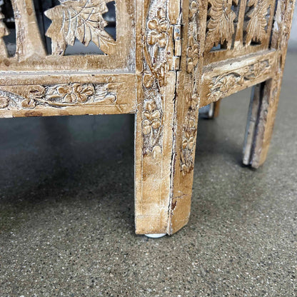 Asian Hexagon Hand Carved Side Table