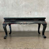 Black Asian Hand Carved Coffee Table w/ Glass