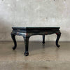 Black Asian Hand Carved Coffee Table w/ Glass