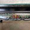 Black Asian Hand Carved Coffee Table w/ Glass