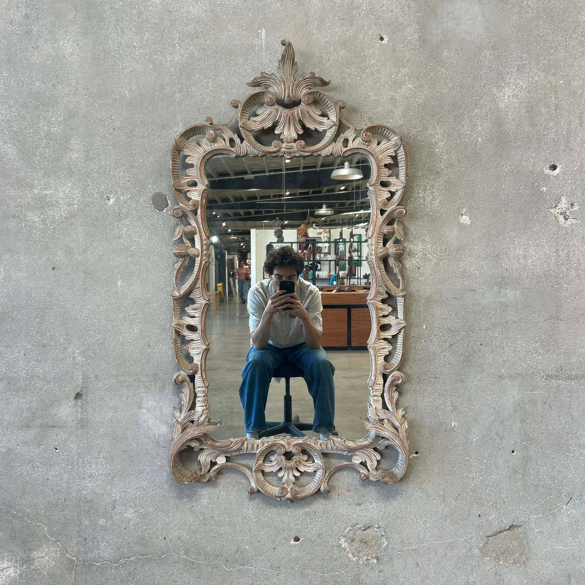 Vintage Carved Mirror Made of Wood #1