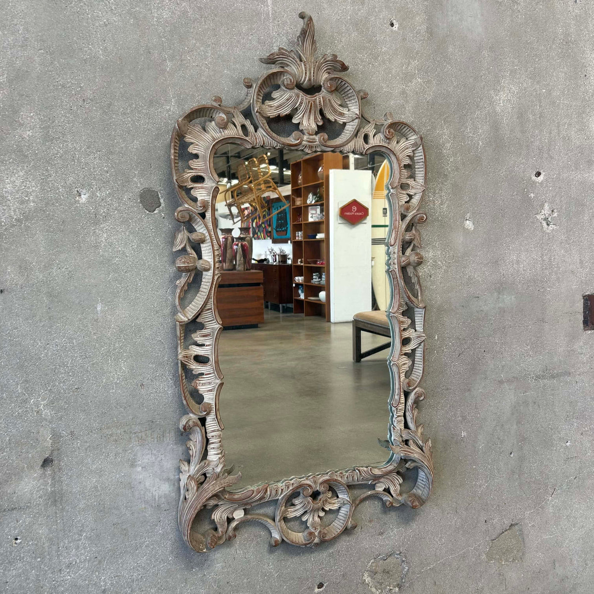Vintage Carved Mirror Made of Wood #1