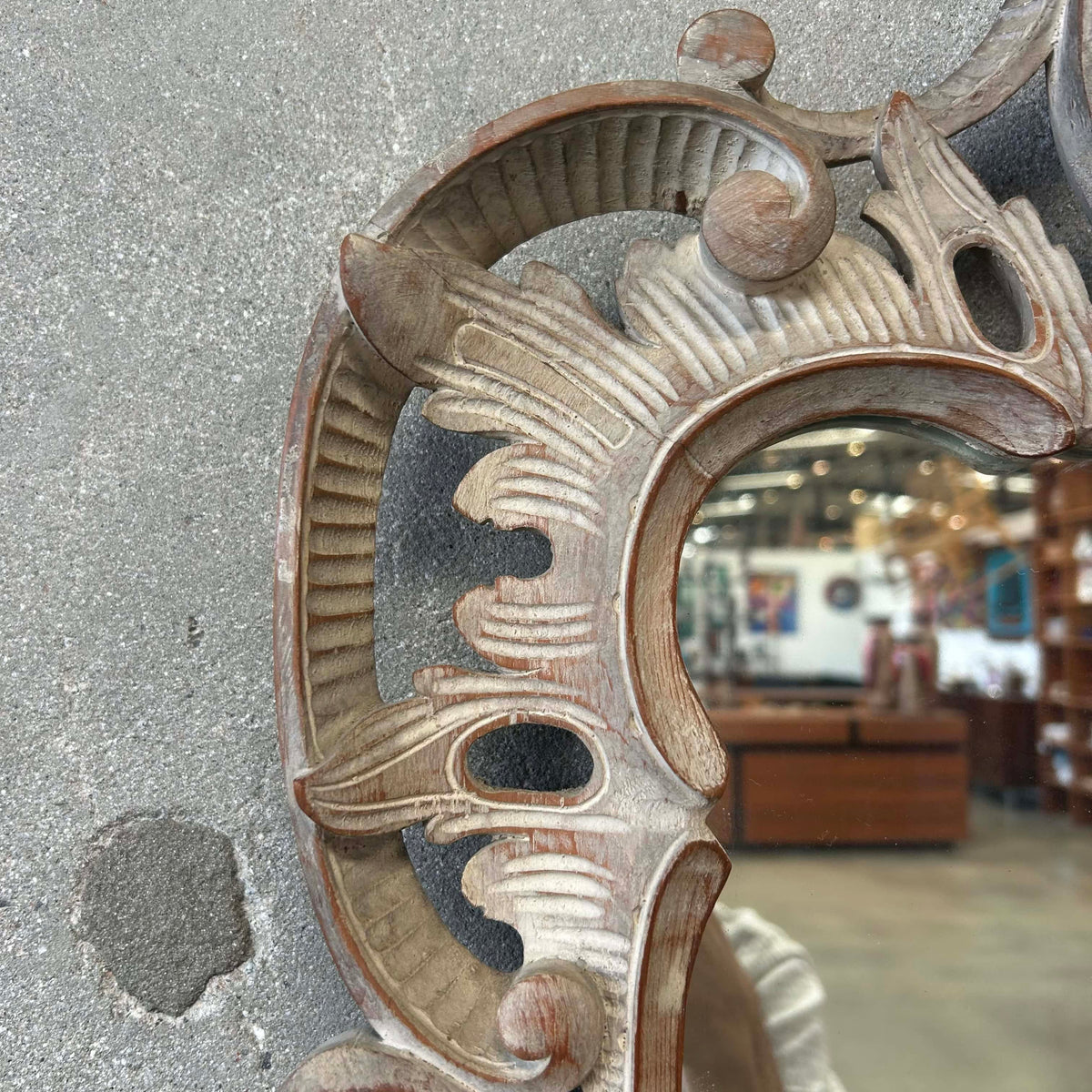 Vintage Carved Mirror Made of Wood #1