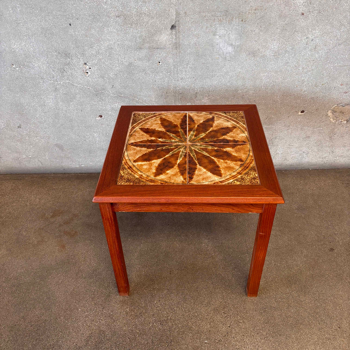 Vintage Danish Modern Teak w/Tile Top Side Table