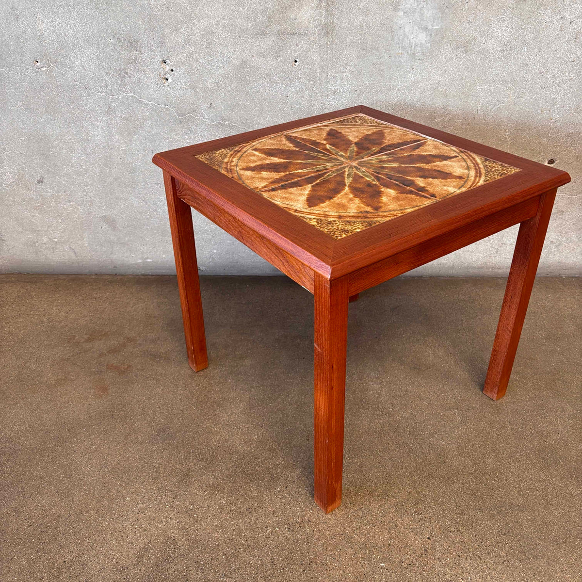 Vintage Danish Modern Teak w/Tile Top Side Table