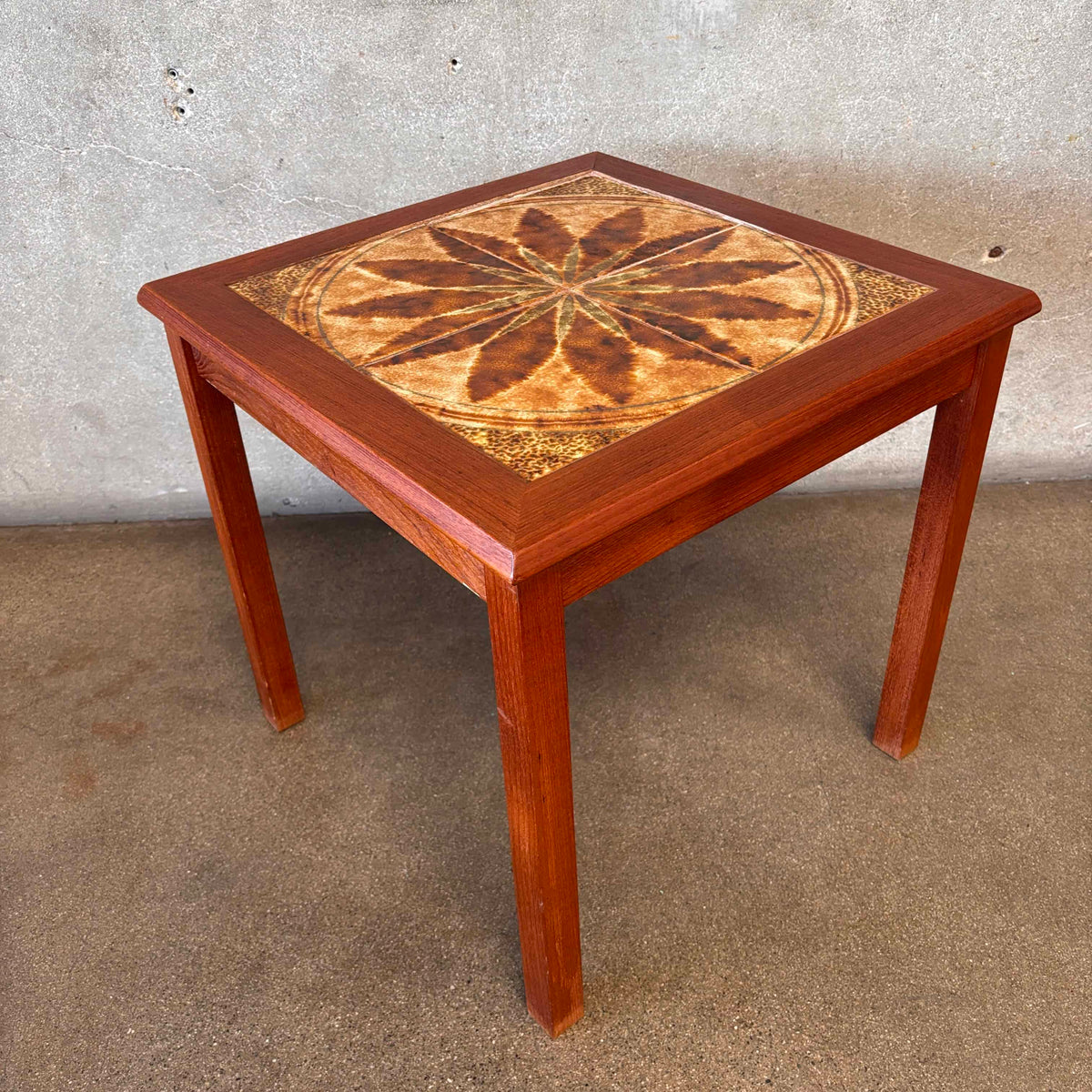 Vintage Danish Modern Teak w/Tile Top Side Table
