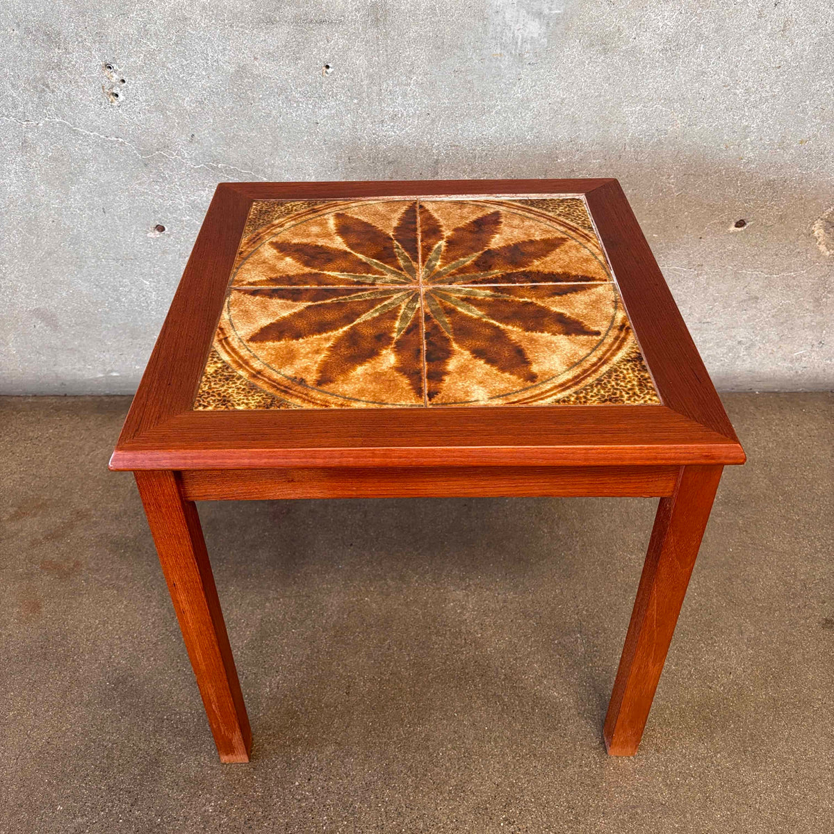Vintage Danish Modern Teak w/Tile Top Side Table