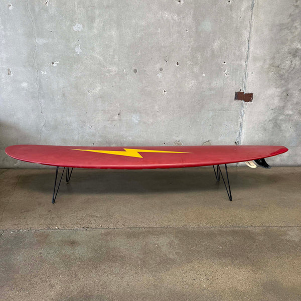 9' Vintage Surfboard Bench With Hairpin Legs