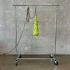 Late 60s Murano Green w/ White Spots Hand Blown Glass Swag Lamp