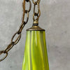 Late 60s Murano Green w/ White Spots Hand Blown Glass Swag Lamp