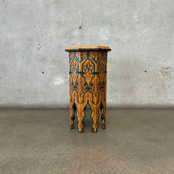 Vintage Morrocan Wood Painted Side Table