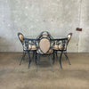 Vintage Salterini Patio Set Glass Top on Wrought Iron Base w/ Four Chairs