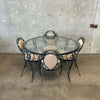 Vintage Salterini Patio Set Glass Top on Wrought Iron Base w/ Four Chairs