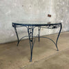 Vintage Salterini Patio Set Glass Top on Wrought Iron Base w/ Four Chairs