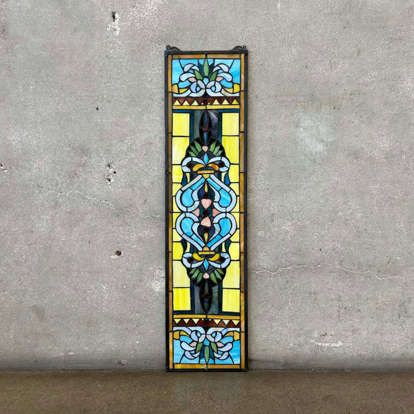 Vintage Stained Glass Panel w/Hanging Loops