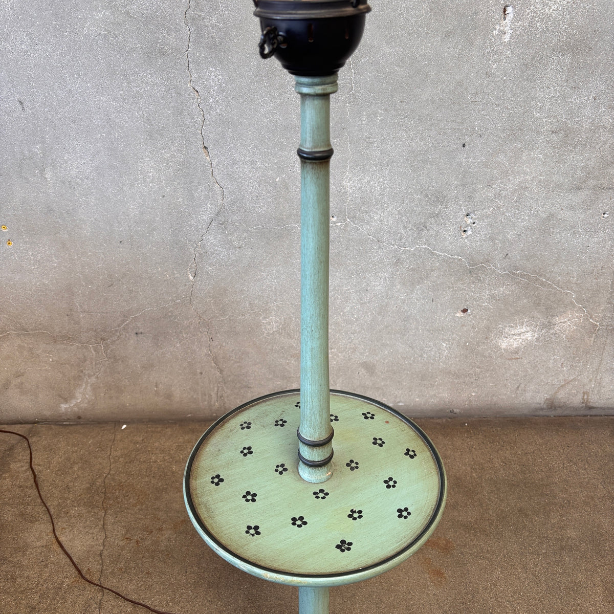 Mid Century Original Painted Toleware Wood & Metal Floor Lamp