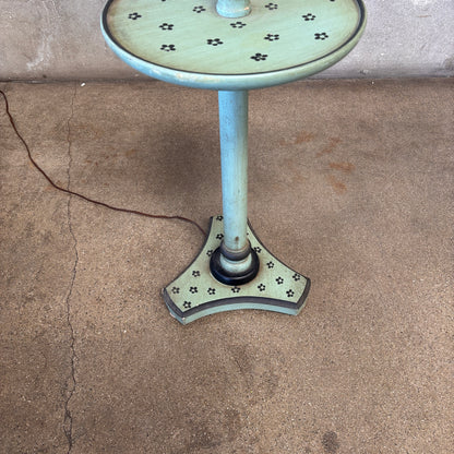 Mid Century Original Painted Toleware Wood & Metal Floor Lamp