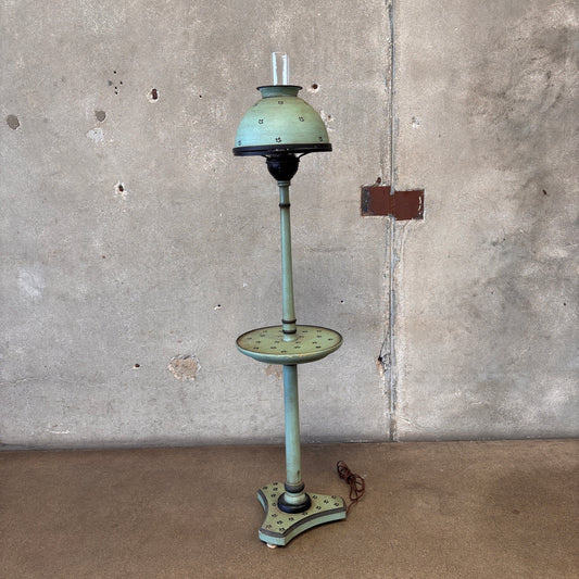 Mid Century Original Painted Toleware Wood & Metal Floor Lamp
