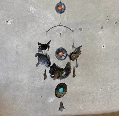 1970s Cesar Vasquez Lapis Brass Copper Enamel Hanging Mobile