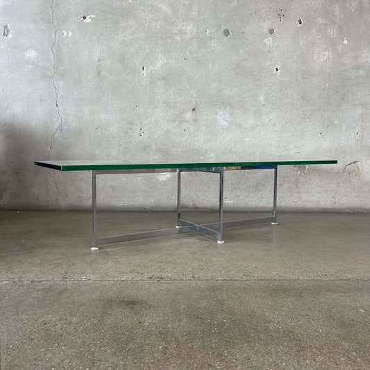 Mid Century Chrome & Glass Coffee Table - All Original