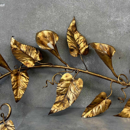 Italian Mid Century Modern Gilt Metal Wall Sconce (Working)