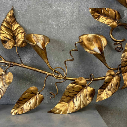 Italian Mid Century Modern Gilt Metal Wall Sconce (Working)