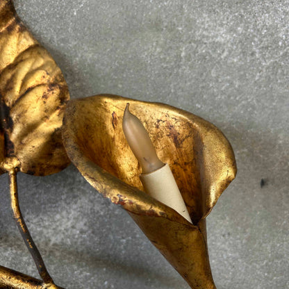 Italian Mid Century Modern Gilt Metal Wall Sconce (Working)