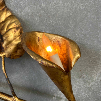 Italian Mid Century Modern Gilt Metal Wall Sconce (Working)