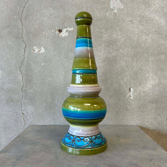 Mid Century Bitossi for Raymore Ceramic Vessel w/ Removable Round Top