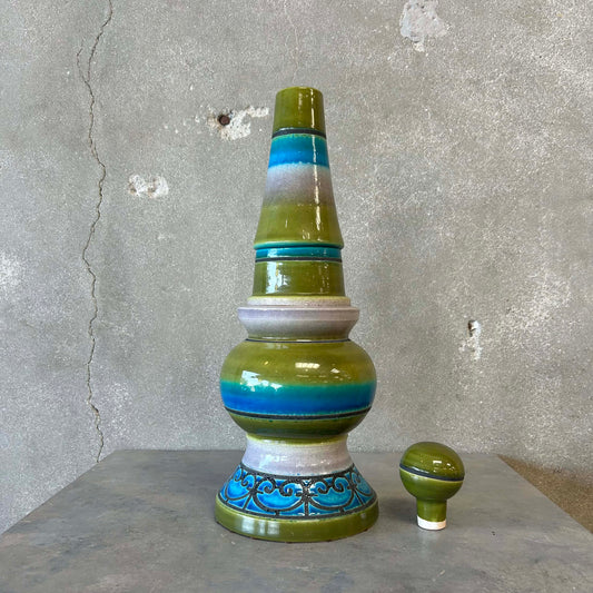 Mid Century Bitossi for Raymore Ceramic Vessel w/ Removable Round Top