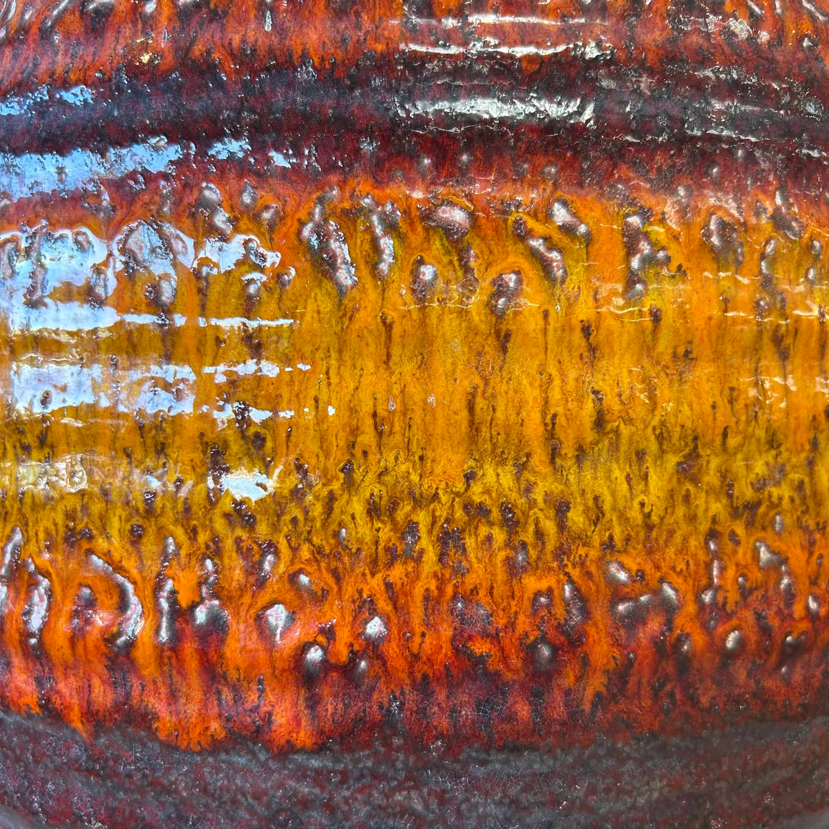 Vintage Orange-Red Fat Ceramic Vase