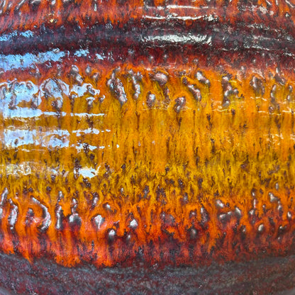Vintage Orange-Red Fat Ceramic Vase