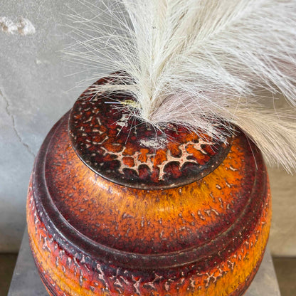 Vintage Orange-Red Fat Ceramic Vase