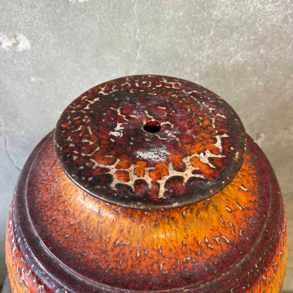 Vintage Orange-Red Fat Ceramic Vase