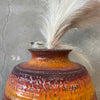 Vintage Orange-Red Fat Ceramic Vase