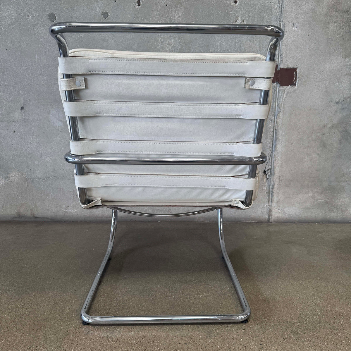 Vintage MK Knoll Lounge Chair - White Leather & Chrome