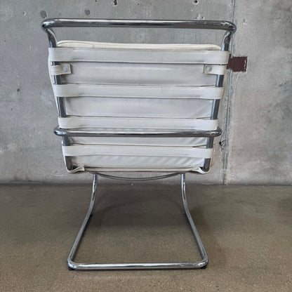 Vintage MK Knoll Lounge Chair - White Leather & Chrome