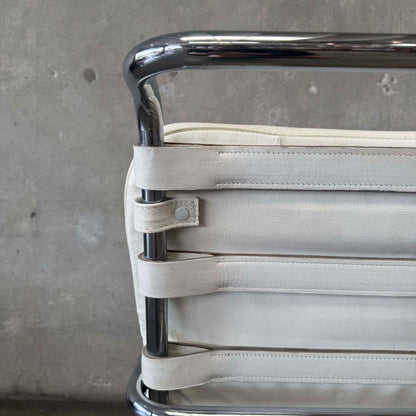 Vintage MK Knoll Lounge Chair - White Leather & Chrome
