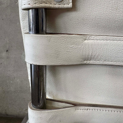 Vintage MK Knoll Lounge Chair - White Leather & Chrome