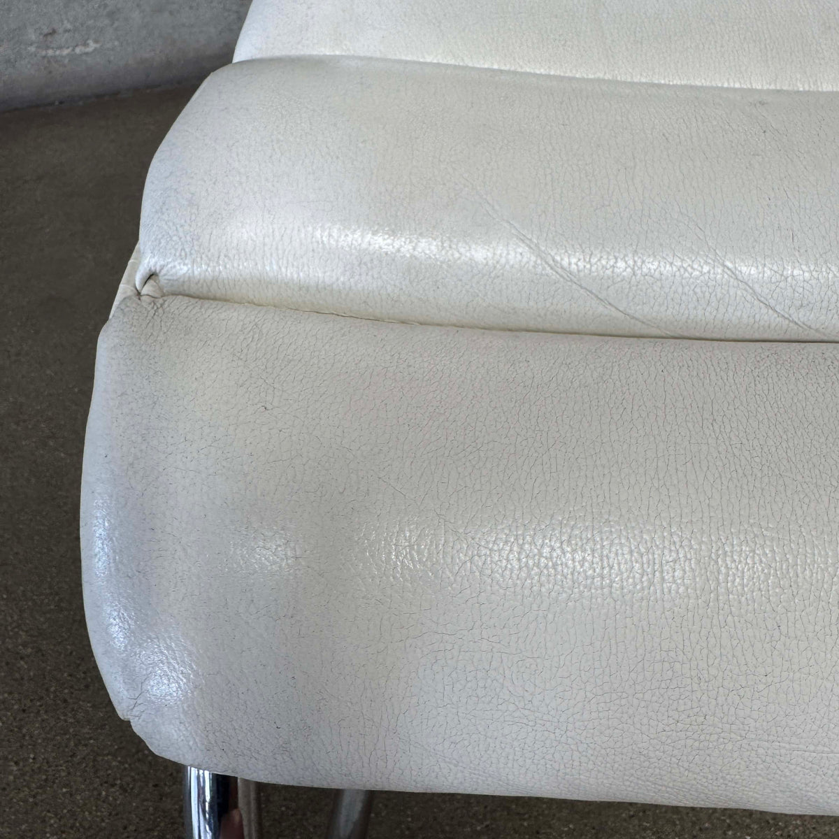 Vintage MK Knoll Lounge Chair - White Leather & Chrome