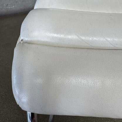 Vintage MK Knoll Lounge Chair - White Leather & Chrome
