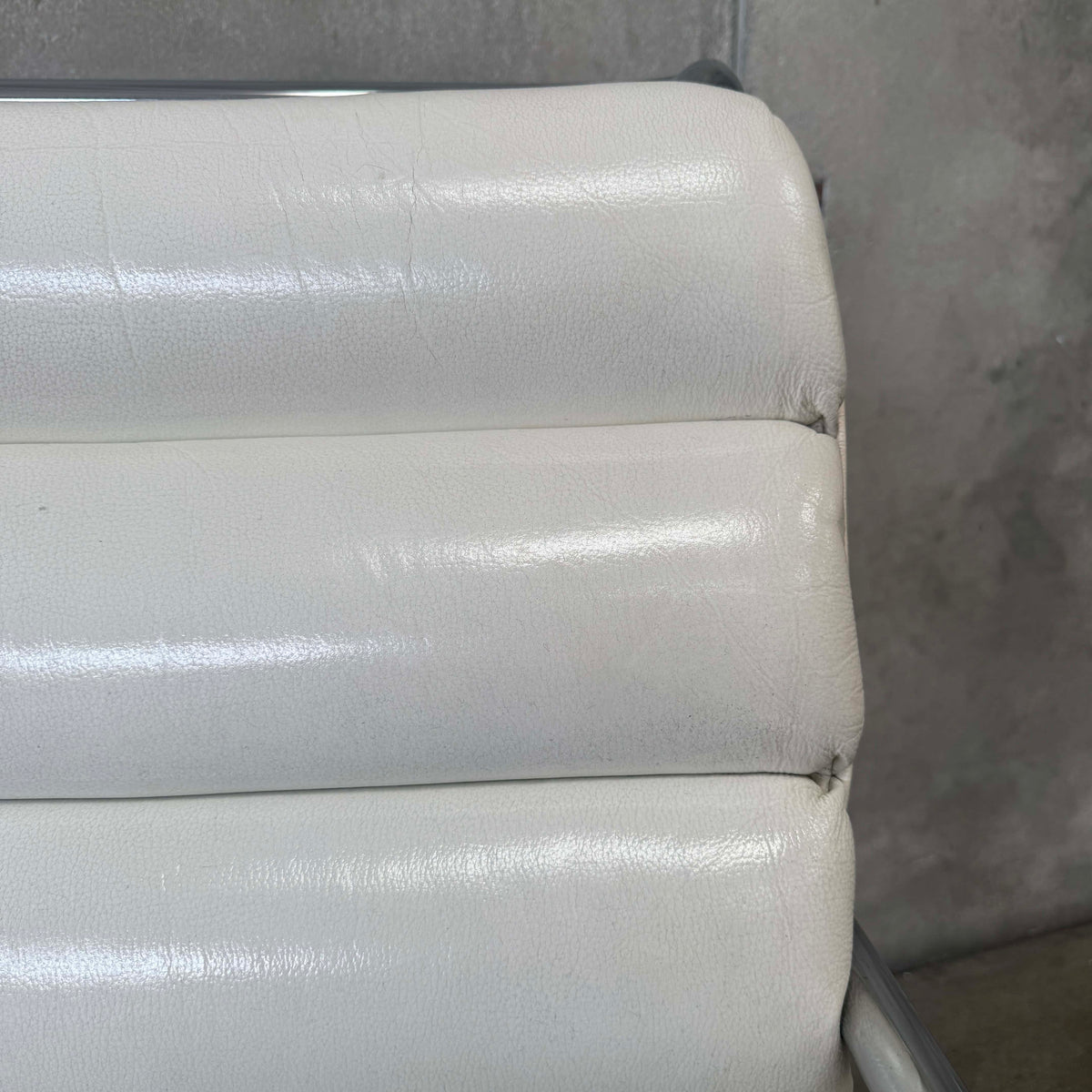 Vintage MK Knoll Lounge Chair - White Leather & Chrome