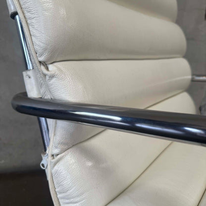 Vintage MK Knoll Lounge Chair - White Leather & Chrome