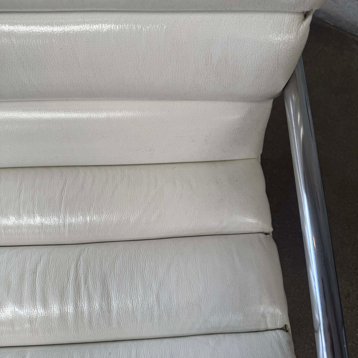 Vintage MK Knoll Lounge Chair - White Leather & Chrome